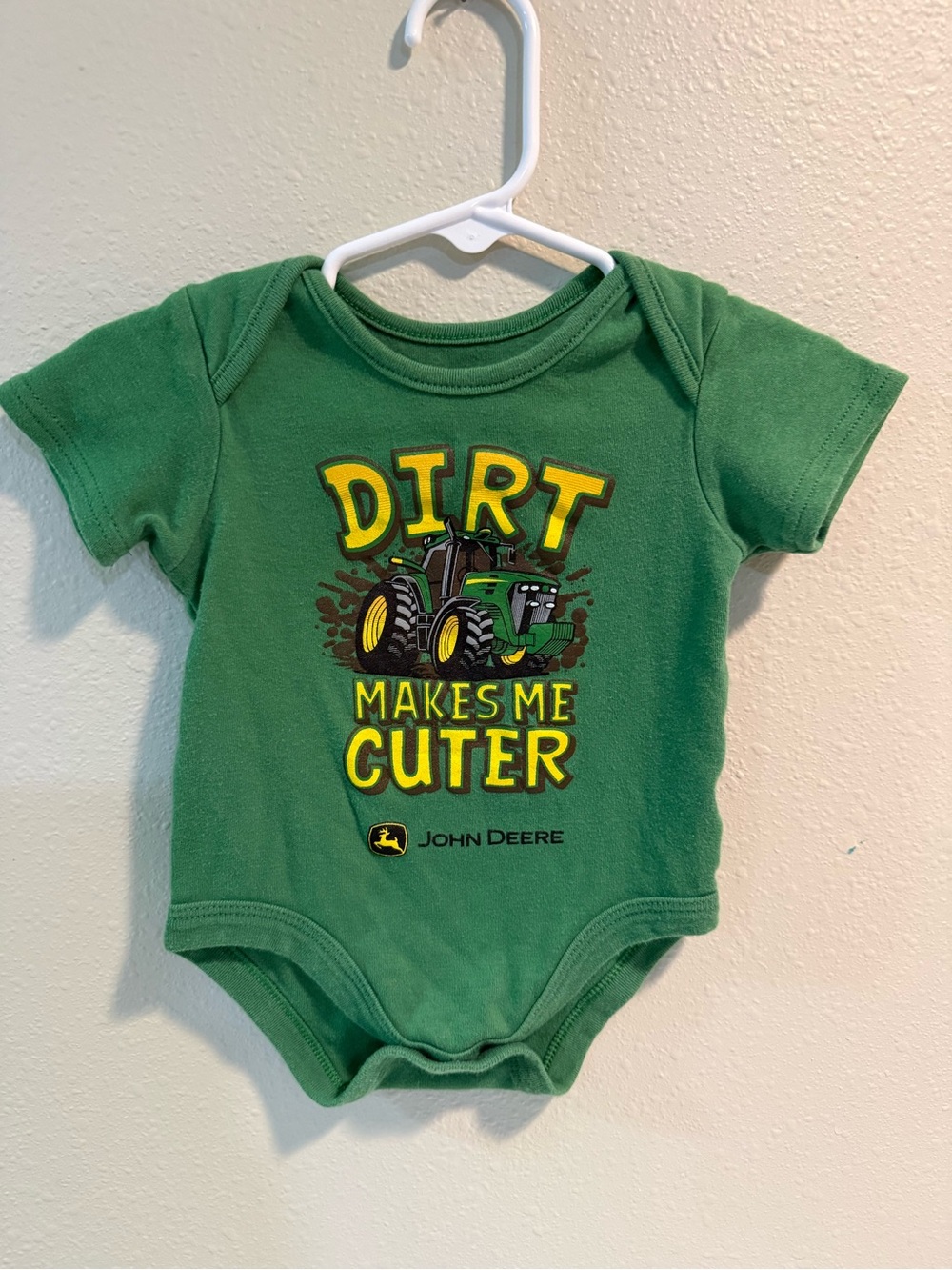 John Deere 9m dirt makes me cuter onesie